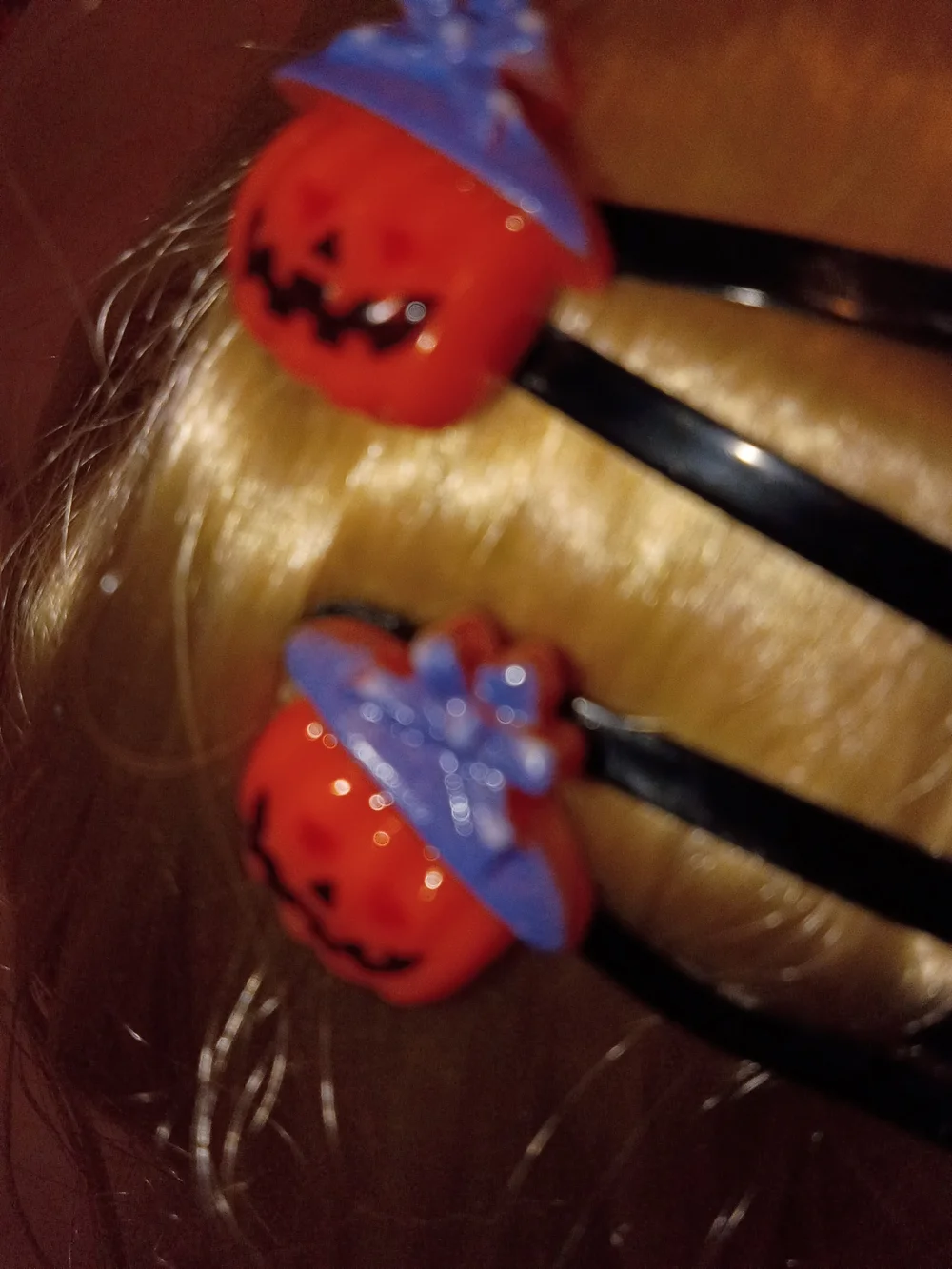 Kids Halloween Pumpkin Hair Clips - Orange & Purple
